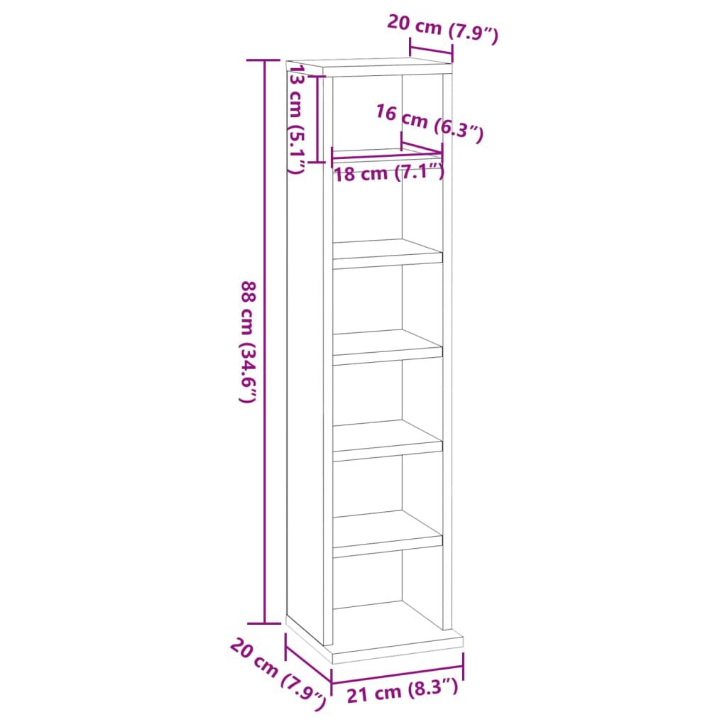 vidaXL Έπιπλο για CD Λευκό 21 x 20 x 88 εκ. από Επεξεργασμένο Ξύλο