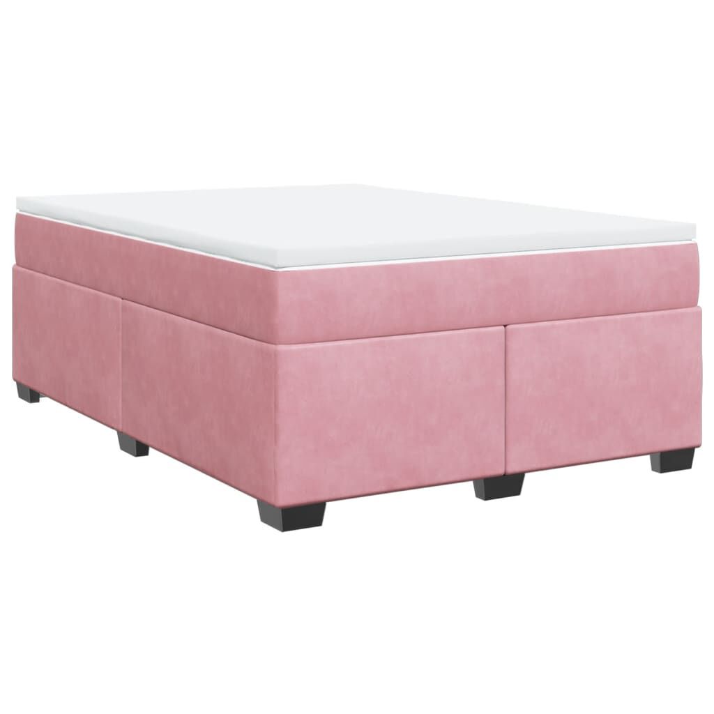 vidaXL Κρεβάτι Boxspring με Στρώμα Ροζ 140x190 εκ. Βελούδινο