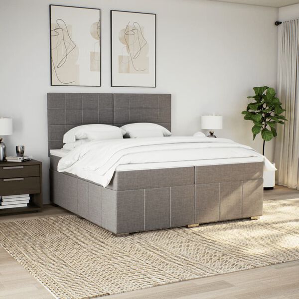 vidaXL &Kappa;&rho;&epsilon;&beta;ά&tau;&iota; Boxspring &mu;&epsilon; &Sigma;&tau;&rho;ώ&mu;&alpha; Taupe 200x200 &epsilon;&kappa;. &Upsilon;&phi;&alpha;&sigma;&mu;ά&tau;&iota;&nu;&omicron;
