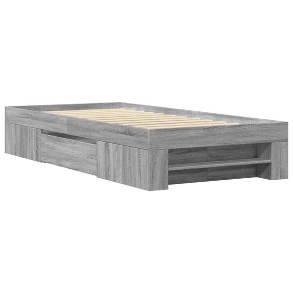 vidaXL Πλαίσιο Κρεβατιού Γκρι Sonoma 90 x 190 εκ. Επεξεργασμένο Ξύλο
