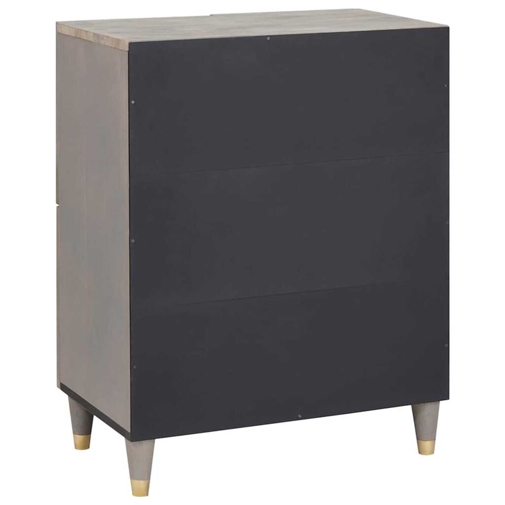 vidaXL Πλαϊνό γραφείο Γκρι και Χρυσό 60 x 33 x 75 cm Μασίφ ξύλο μάνγκο