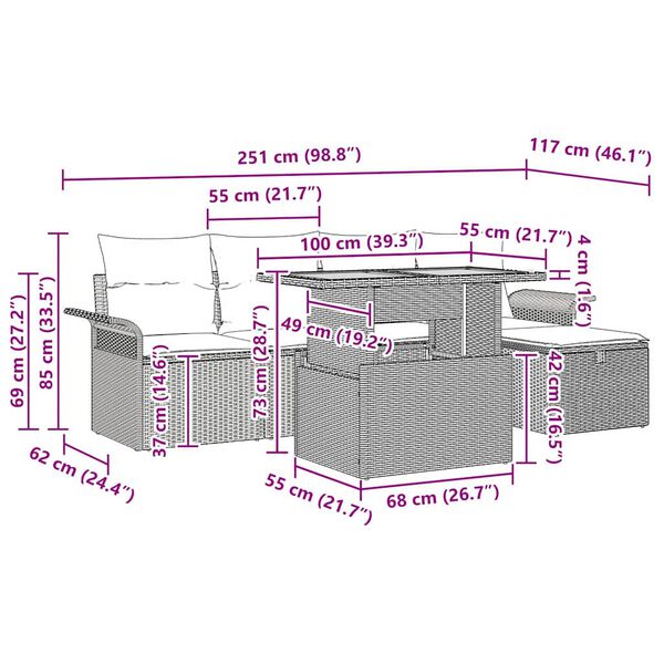 vidaXL Σετ Καναπέ Κήπου 6 pcs Μπεζ συνθετικό ρατάν