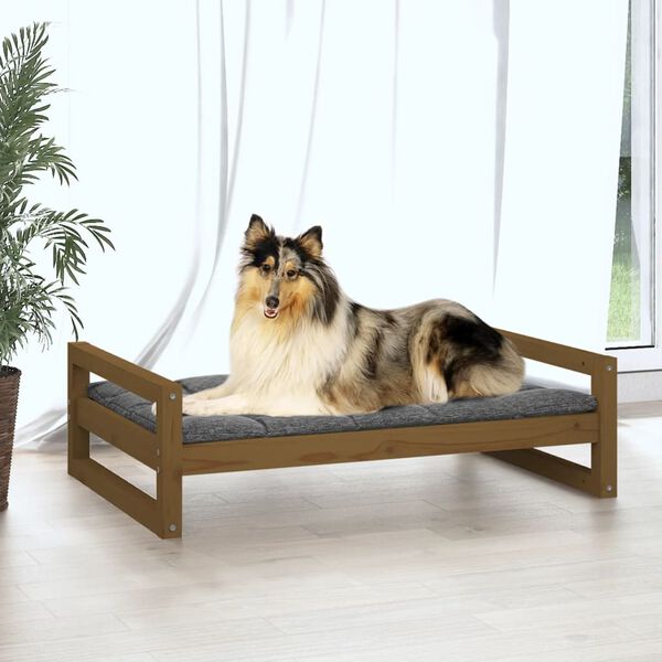 vidaXL Κρεβάτι Σκύλου Μελί 95,5 x 65,5 x 28 εκ. από Μασίφ Ξύλο Πεύκου