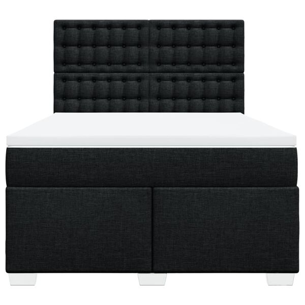 vidaXL Κρεβάτι Boxspring με Στρώμα Μαύρο 140x200 εκ. Υφασμάτινο