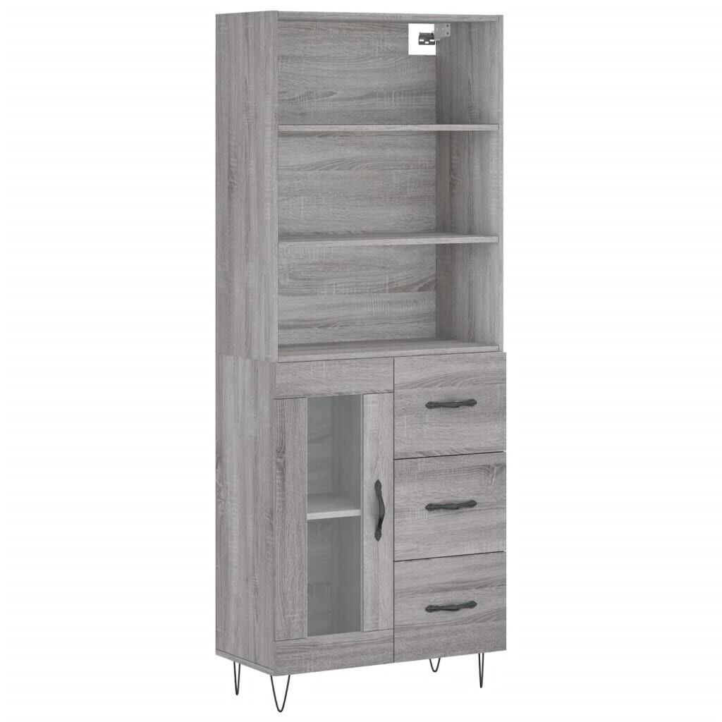 vidaXL Ντουλάπι Γκρι Sonoma 69,5 x 34 x 180 εκ. Επεξεργασμένο Ξύλο