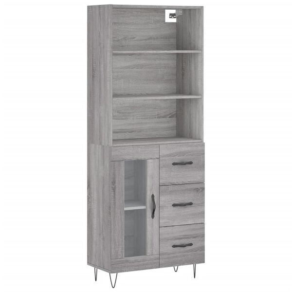 vidaXL Ντουλάπι Γκρι Sonoma 69,5 x 34 x 180 εκ. Επεξεργασμένο Ξύλο