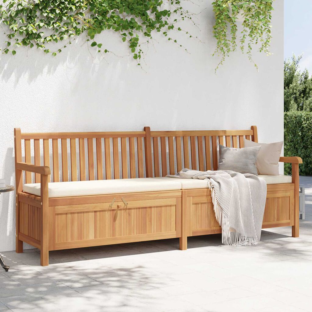 vidaXL Πάγκος Αποθήκευσης Κήπου Καφέ 228 x 60 x 90 εκ Μασίφ ξύλο teak