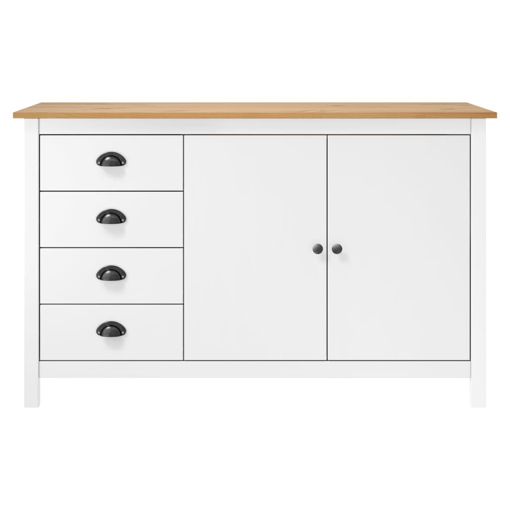 vidaXL Μπουφές Hill Λευκός 130x40x80 εκ. από Μασίφ Ξύλο Πεύκου