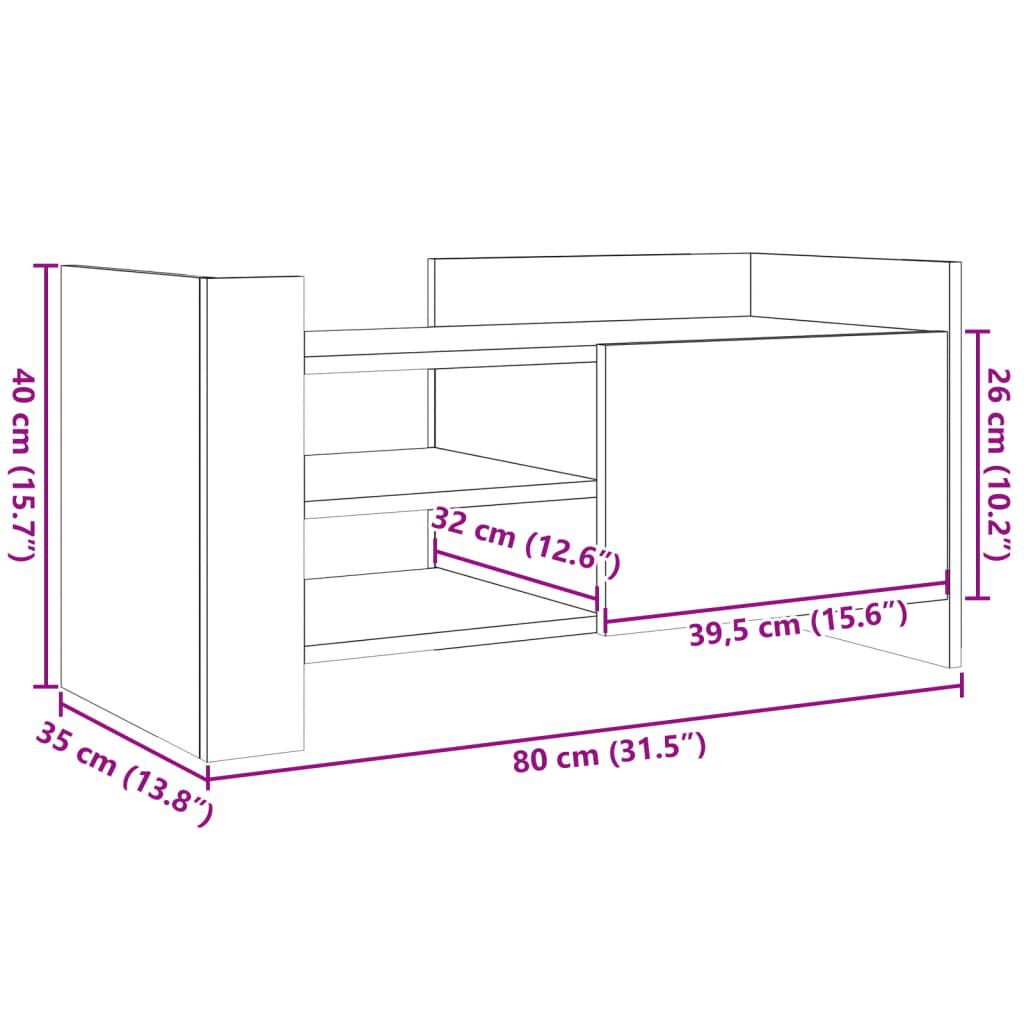vidaXL Έπιπλο Τηλεόρασης Γκρι Sonoma 80x35x40 εκ. από Επεξεργ. Ξύλο