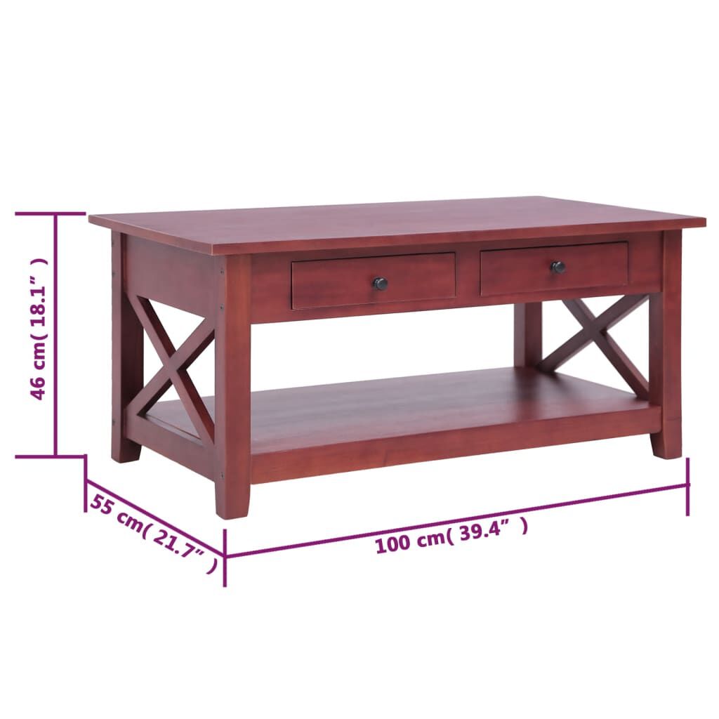 vidaXL Τραπεζάκι Σαλονιού Καφέ 100 x 55 x 46 εκ. από Μασίφ Μαόνι