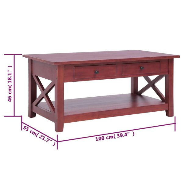 vidaXL Τραπεζάκι Σαλονιού Καφέ 100 x 55 x 46 εκ. από Μασίφ Μαόνι
