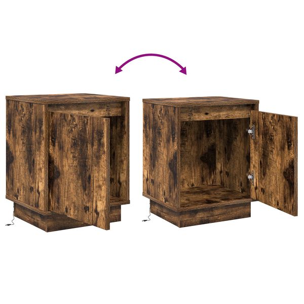 vidaXL Κομοδίνο με 2 pcs Καπνιστό Δρύς 39 x 34.5 x 50 εκ.