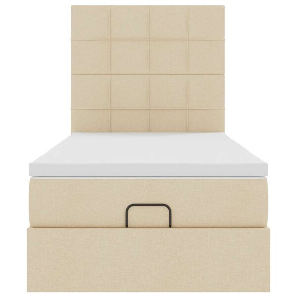 vidaXL Οθωμανικό κρεβάτι με στρώμα Cream 90x200cm ύφασμα