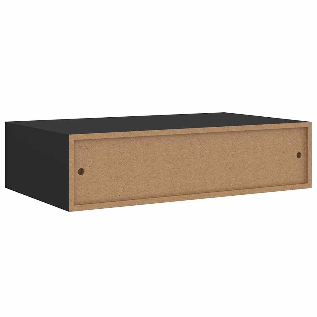 vidaXL Ράφι Επιτοίχιο με Συρτάρι Μαύρο 40 x 23,5 x 10 εκ. από MDF