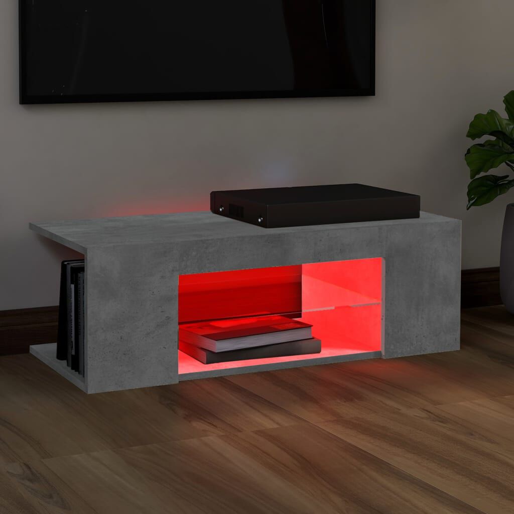 vidaXL Έπιπλο Τηλεόρασης με LED Γκρι Σκυροδέματος 90x39x30 εκ.
