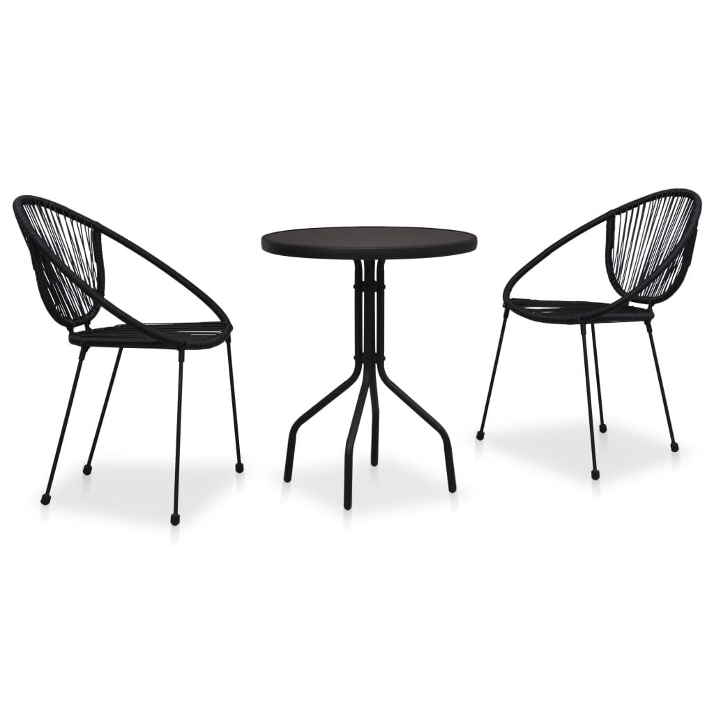 vidaXL Σετ Επίπλων Bistro 3 Τεμαχίων Μαύρο από Ρατάν PVC