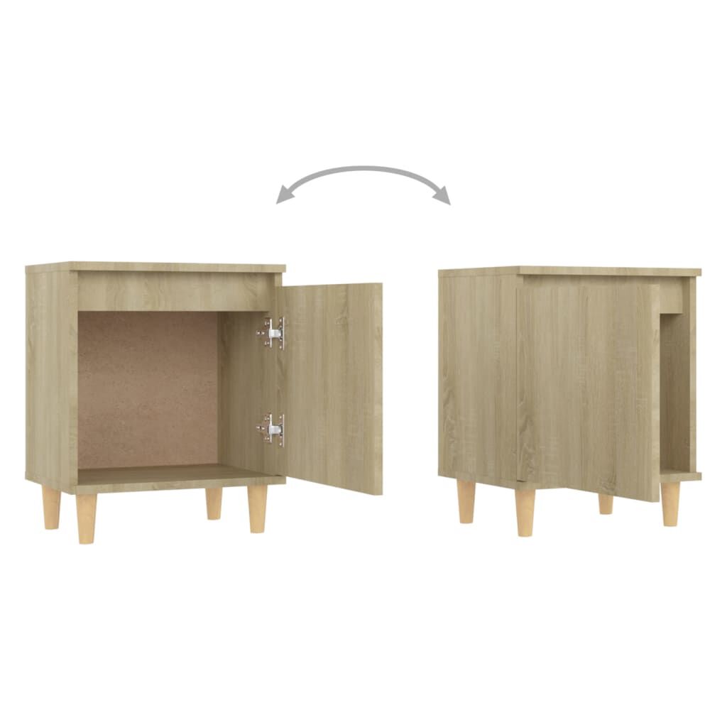 vidaXL Κομοδίνα 2 τεμ. Sonoma Δρυς 40x30x50εκ. & Πόδια από Μασίφ Ξύλο