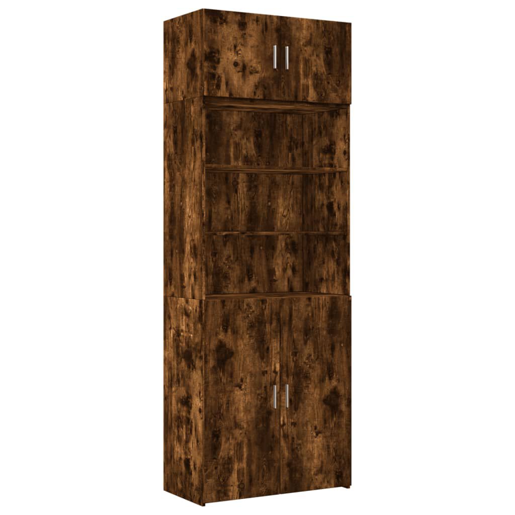 vidaXL Ραφιέρα με Ντουλάπια Καπνιστή Δρυς 80x42,5x225 εκ. Επεξ. Ξύλο