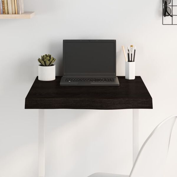 vidaXL Επιφάνεια Τραπεζιού Σκούρο Καφέ 60x60x(2-6) εκ Επεξ. Μασίφ Δρυς