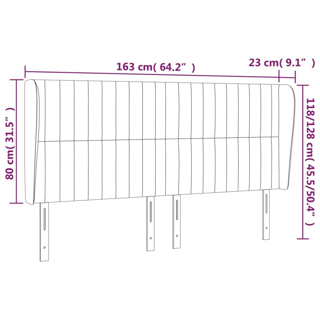 vidaXL Κεφαλάρι με Πτερύγια Μαύρο 163x23x118/128 εκ. Βελούδινο