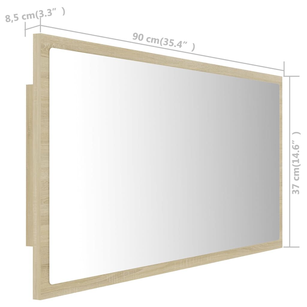 vidaXL Καθρέφτης Μπάνιου με LED Sonoma Δρυς 90x8,5x37 εκ. Ακρυλικός