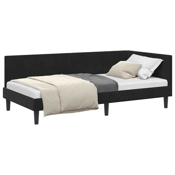 vidaXL Κρεβάτι Γωνίας με κεφαλάρι Μαύρο 100 x 200 cm Βελούδο