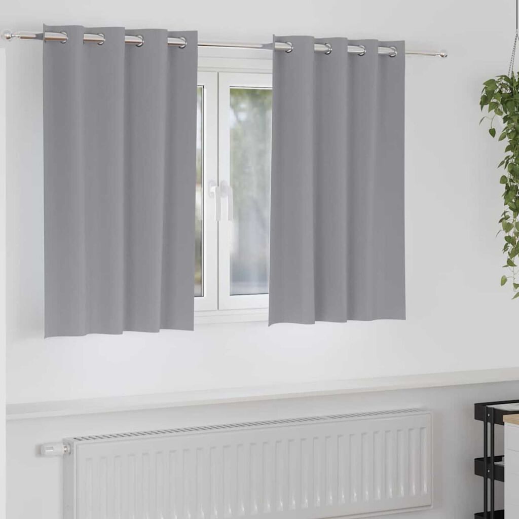 vidaXL Κουρτίνες με κουρτίνες 2 pcs Ανοιχτό γκρι Πολυεστέρας