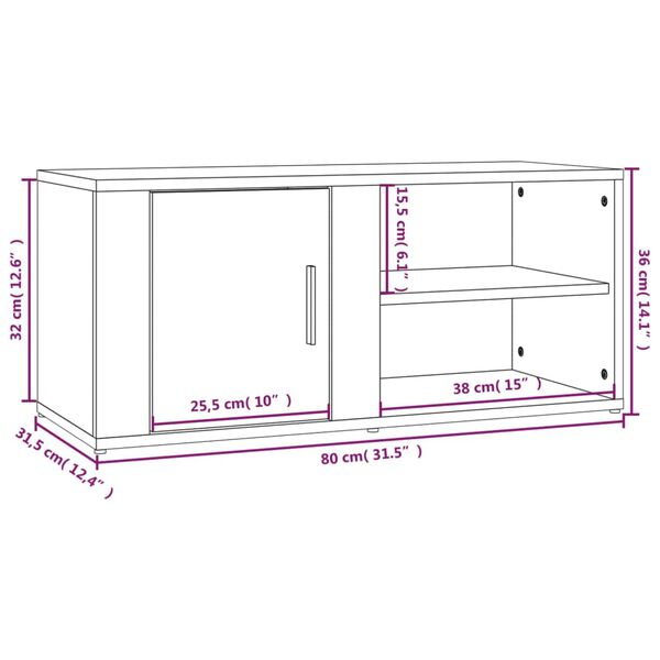 vidaXL Έπιπλα Τηλεόρασης 2 τεμ. Καπν. Δρυς 80x31,5x36 εκ Επ. Ξύλο