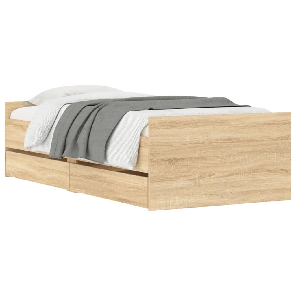 vidaXL Πλαίσιο Κρεβατιού Με Συρτάρια Sonoma Δρυς 75x190εκ Small Single