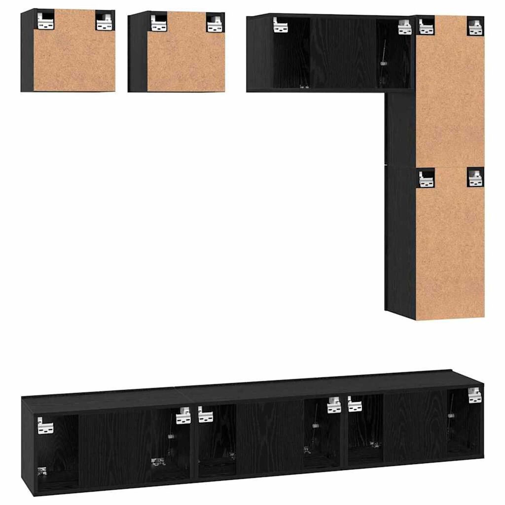 vidaXL Σετ επίπλου τηλεόρασης 8 pcs Μαύρη δρυς Επεξεργασμένο ξύλο