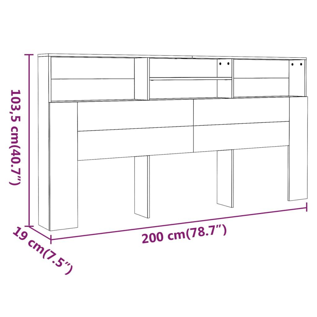 vidaXL Κεφαλάρι Με Αποθηκευτικό Χώρο Καφέ Δρυς 200 x 19 x 103,5 εκ.