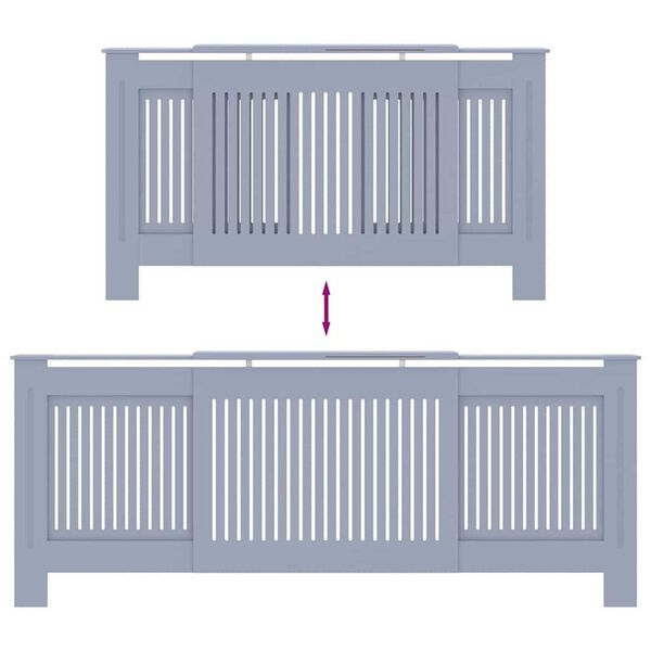 vidaXL Καπάκι Καλοριφέρ 2 pcs Γκρι (142-205) x 20.5 x 81.5 εκ.
