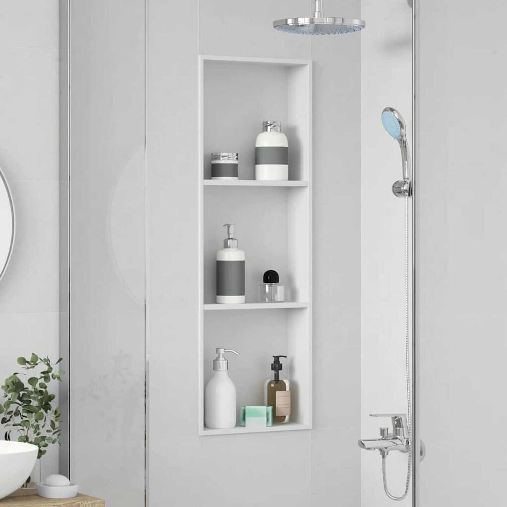 vidaXL Νίτσα Μπάνιου Λευκό 90 x 30 x 9.5 εκ. Ανοξείδωτο ατσάλι