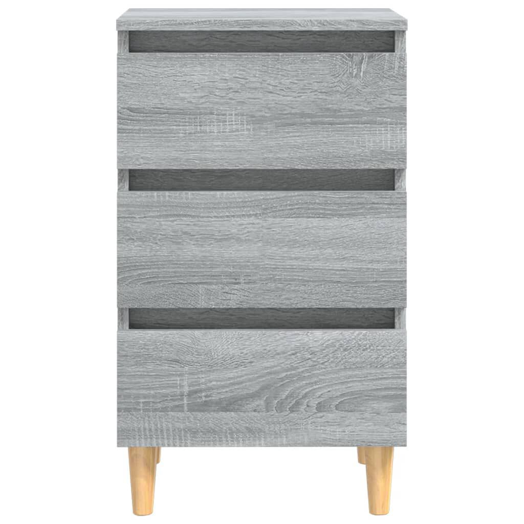 vidaXL Κομοδίνο Γκρι Sonoma 40 x 35 x 69 εκ. με Μασίφ Ξύλινα Πόδια