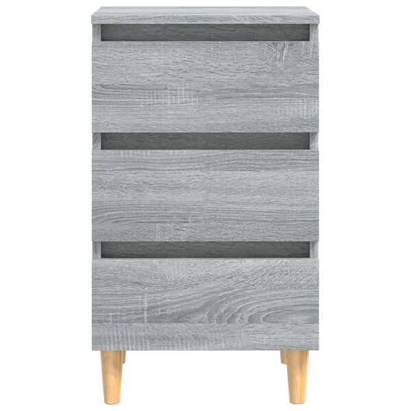 vidaXL Κομοδίνο Γκρι Sonoma 40 x 35 x 69 εκ. με Μασίφ Ξύλινα Πόδια