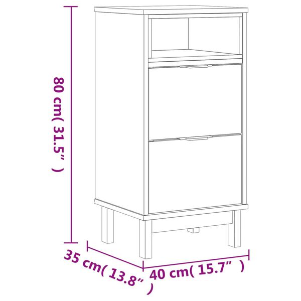 vidaXL Κομοδίνο FLAM 40 x 35 x 80 εκ. από Μασίφ Ξύλο Πεύκου