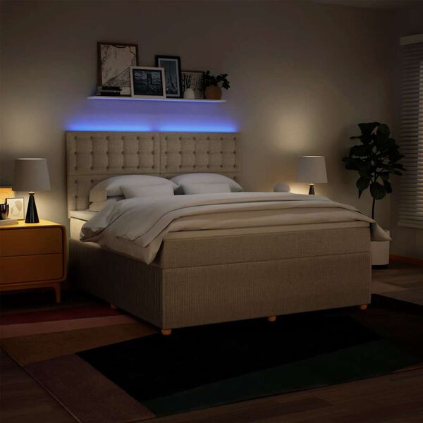 vidaXL &Kappa;&rho;&epsilon;&beta;ά&tau;&iota; Boxspring &mu;&epsilon; &Sigma;&tau;&rho;ώ&mu;&alpha; &Kappa;&rho;&epsilon;&mu; 180x200 &epsilon;&kappa;. &Upsilon;&phi;&alpha;&sigma;&mu;ά&tau;&iota;&nu;&omicron;