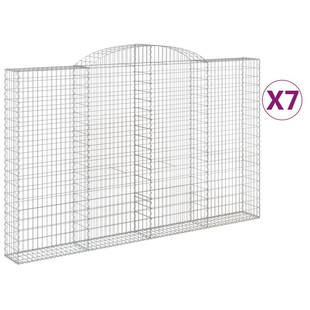 vidaXL Συρματοκιβώτια Τοξωτά 7 τεμ. 300x30x180/200 εκ. Γαλβαν. Ατσάλι