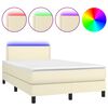 vidaXL Κρεβάτι Boxspring με Στρώμα & LED Κρεμ 120x200 εκ. Συνθ. Δέρμα
