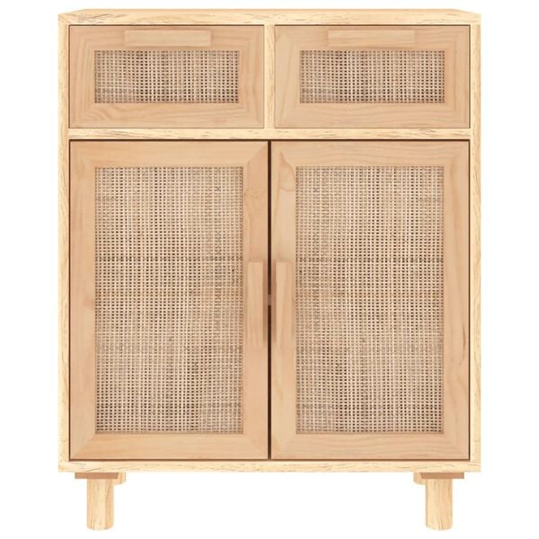 vidaXL Συρταριέρα Καφέ 60x30x75 εκ. Μασίφ Πεύκο & Φυσικό Ρατάν