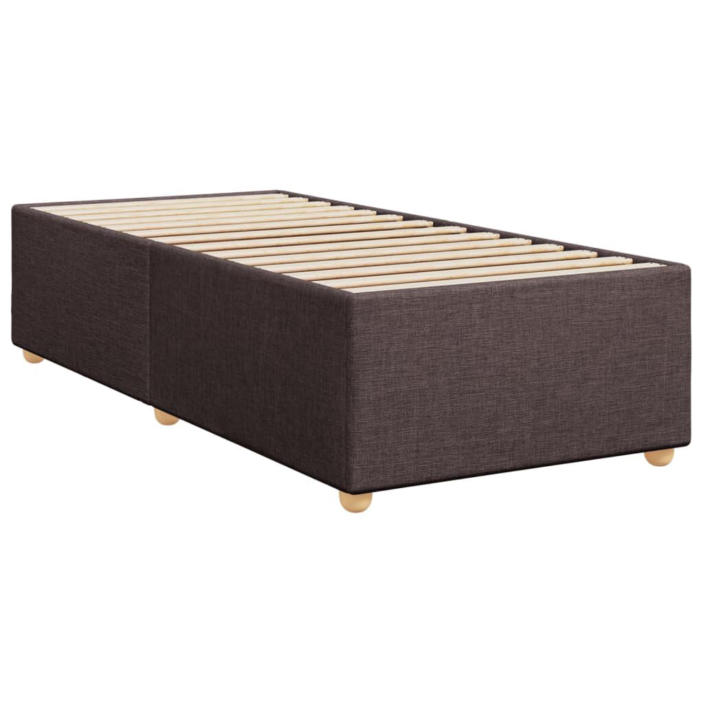 vidaXL Κρεβάτι Boxspring με Στρώμα Σκούρο Καφέ 90x200 εκ. Υφασμάτινο
