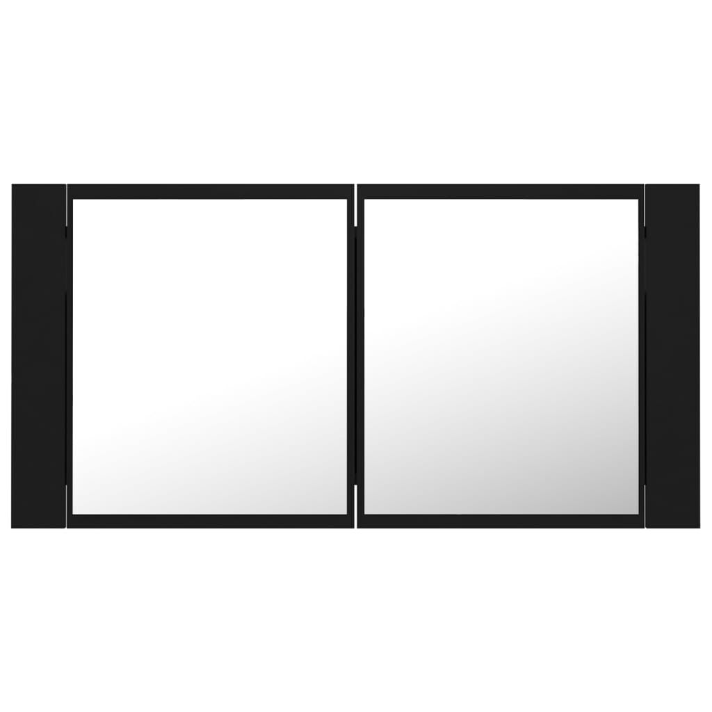 vidaXL Καθρέφτης Μπάνιου με Ντουλάπι LED Μαύρος 90x12x45 εκ. Ακρυλικός
