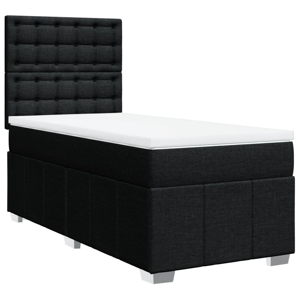 vidaXL Κρεβάτι Boxspring με Στρώμα Μαύρο 100 x 200 εκ. Υφασμάτινο