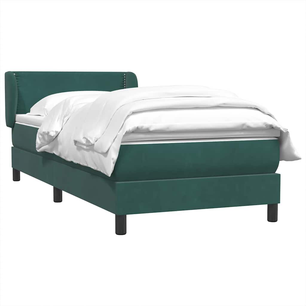 vidaXL Box Spring κρεβάτι με στρώμα σκούρο πράσινο 90x220 cm Velvet