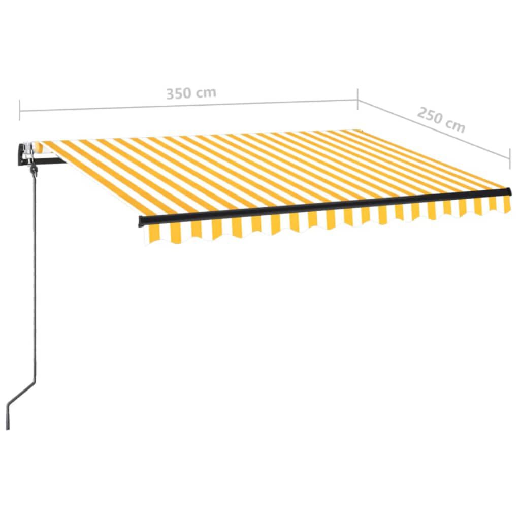 vidaXL Τέντα Αυτόματη με LED & Αισθ. Ανέμου Κίτρινο/Λευκό 350x250 εκ.
