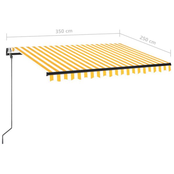 vidaXL Τέντα Αυτόματη με LED & Αισθ. Ανέμου Κίτρινο/Λευκό 350x250 εκ.