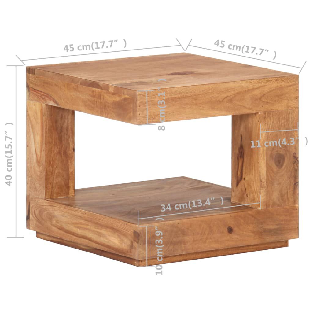 vidaXL Τραπεζάκι Σαλονιού 45 x 45 x 40 εκ. από Μασίφ Ξύλο Ακακίας