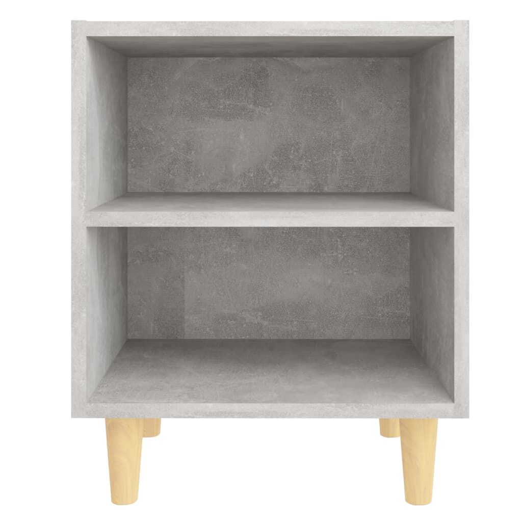vidaXL Κομοδίνα 2 τεμ. Γκρι Σκυροδέμ. 40x30x50 εκ. Μασίφ Ξύλινα Πόδια