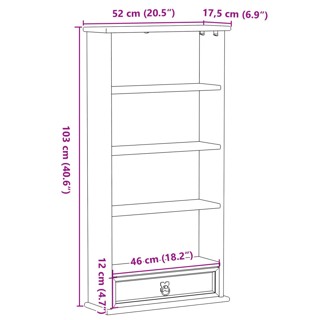 vidaXL Έπιπλο για CD Corona 52x17,5x103 εκ. από Μασίφ Ξύλο Πεύκου