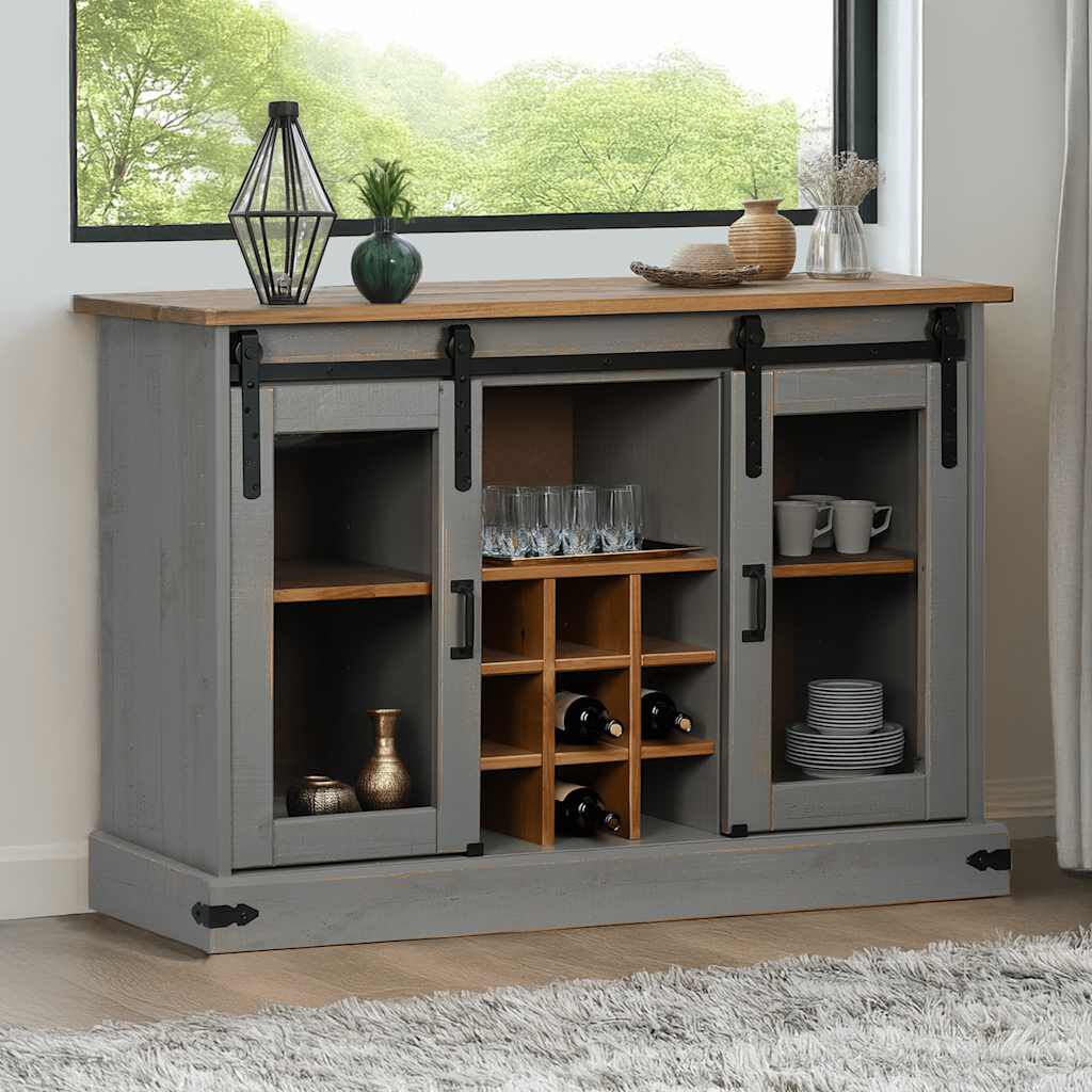 vidaXL Sideboard HALDEN 2 συρόμενες πόρτες γκρι 112x40x80 cm